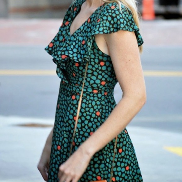 Anthropologie HD in Paris Asymmetrical Dress in Teal and Black - Picture 2 of 12